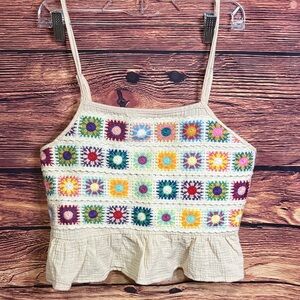 Colorful Crochet Patterned Women's Top